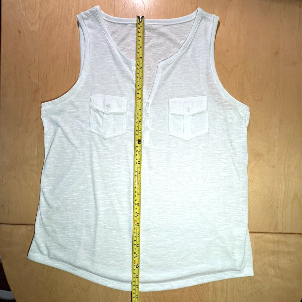 Sonoma Life & Style White Splitneck Utility Tank Top with Buttons Large - Picture 7 of 8